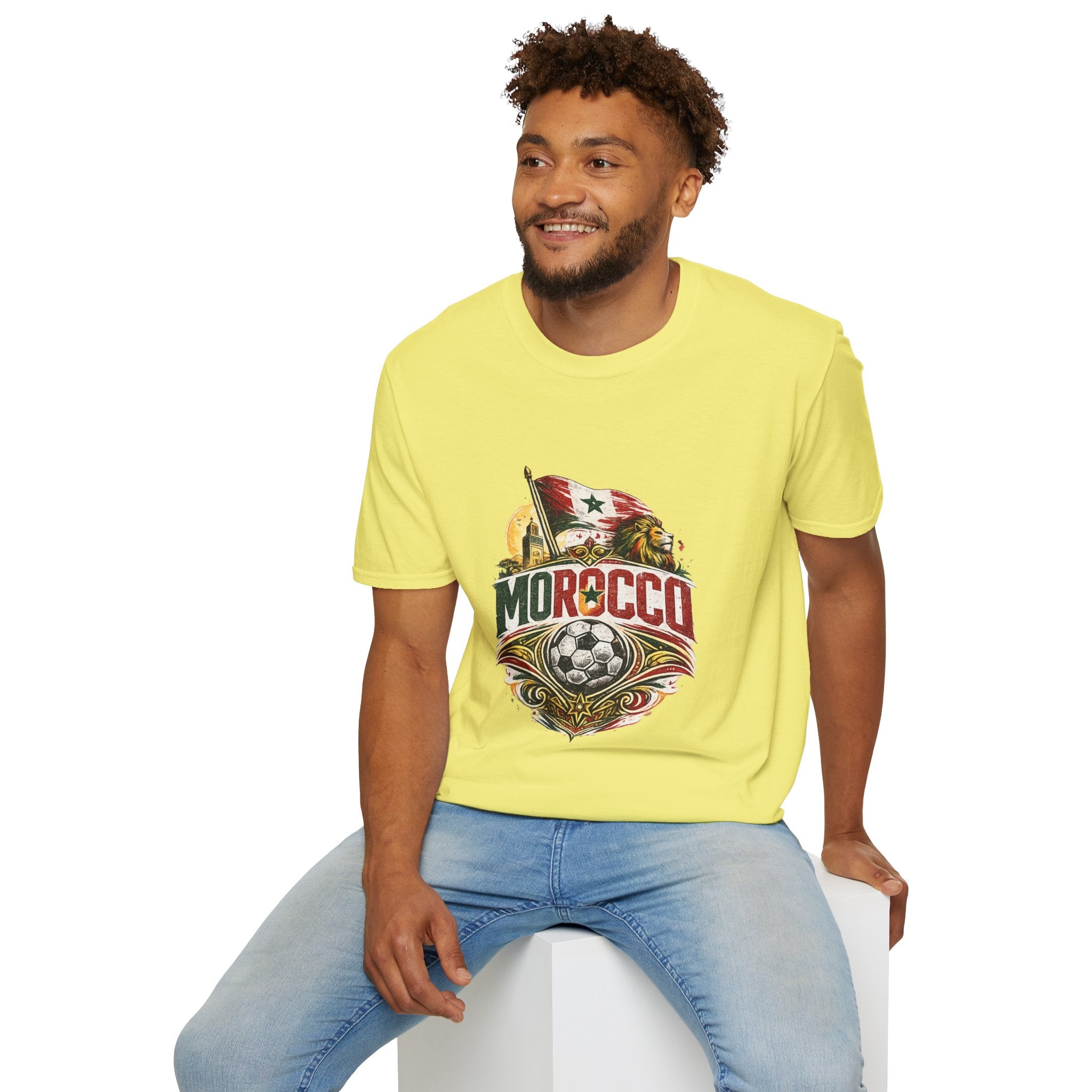 Morocco Soccer T-Shirt — Vintage Flag & Lion Football Tee