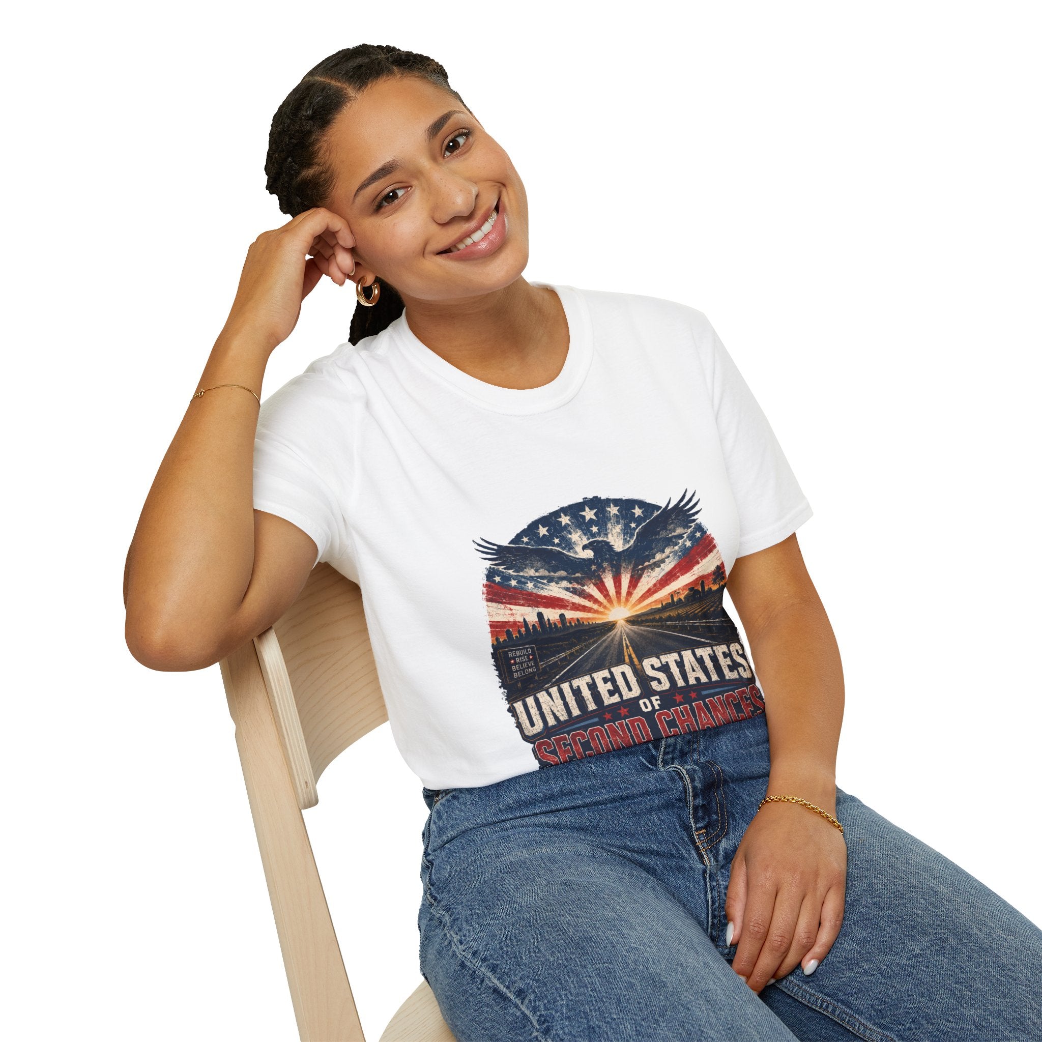 Patriotic Eagle T-Shirt — United States Skyline Vintage Flag Design