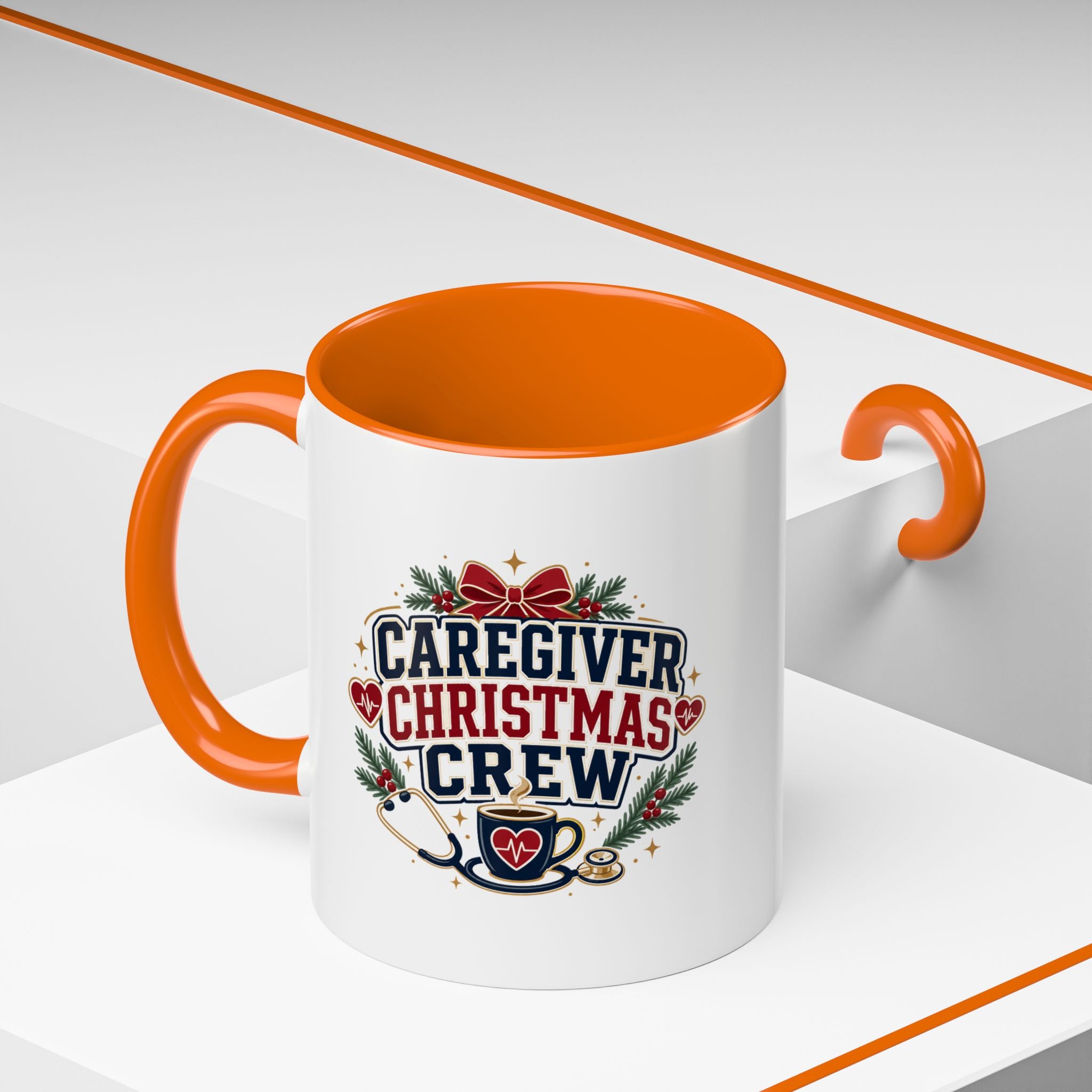 Modern Day Christmas Caregiver Christmas Crew Accent Coffee Mug – Holiday Nurse & Caregiver Gift (11/15oz)
