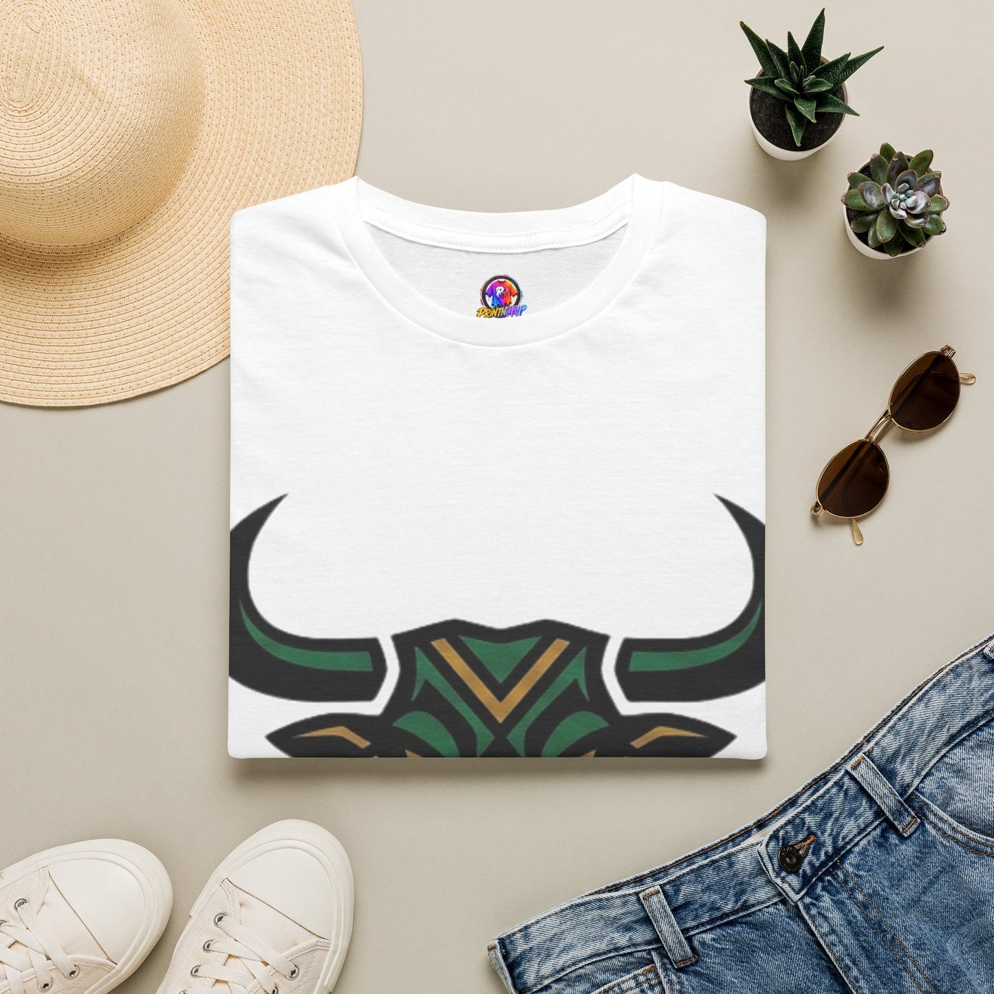 Bull Head Graphic T-Shirt — Tribal Geometric Rodeo Tee