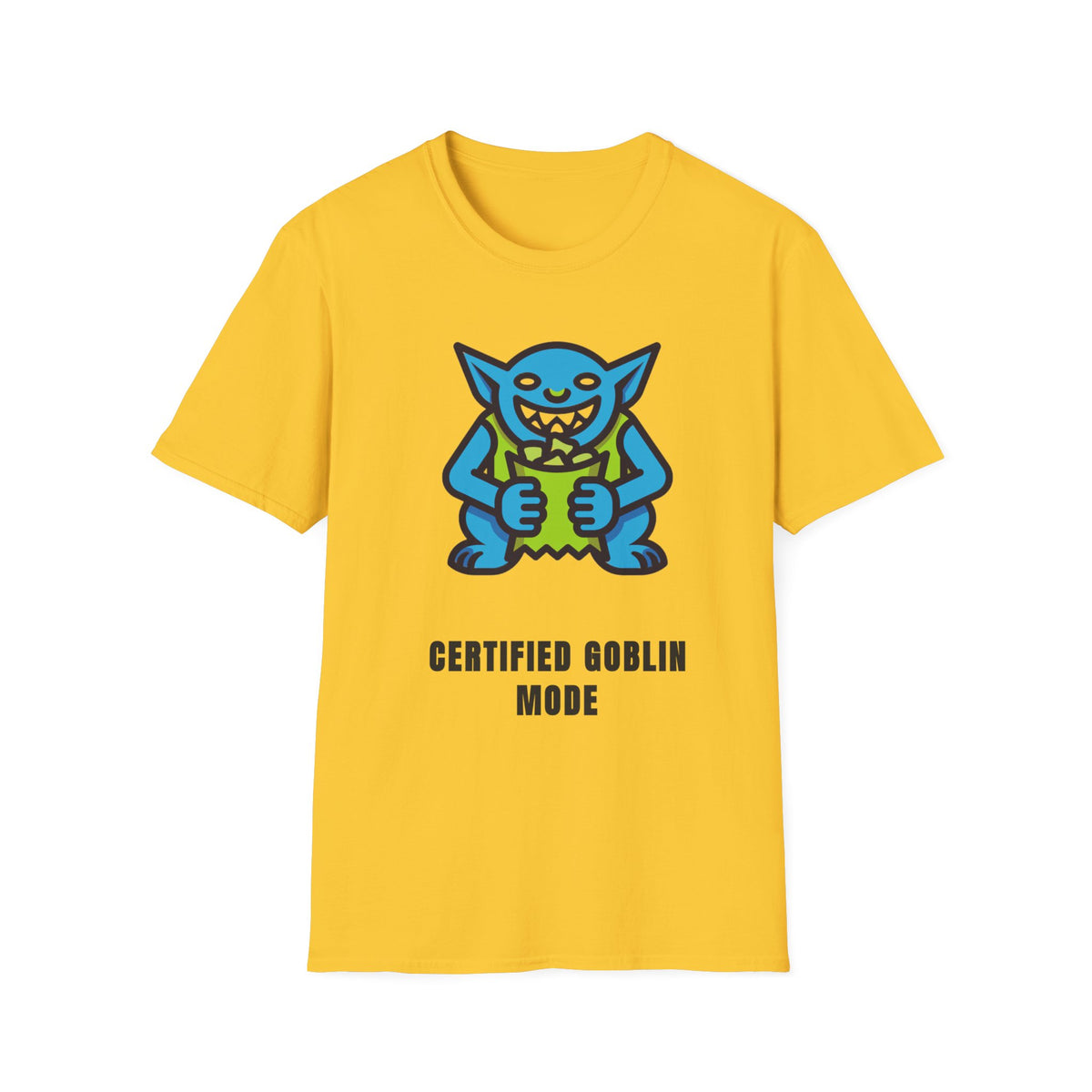 Gritty Goblin Graphic Tee - Cute Blue Goblin "Destined Goblin Mode" T-Shirt - Trending Now - September 2026