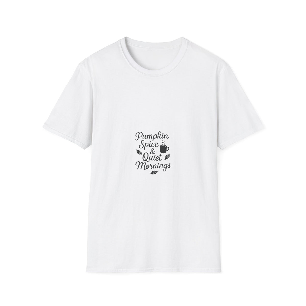 "Pumpkin Spice & Quiet Mornings" Autumn Coffee Graphic Tee - Fall Seasonal Cozy White T-Shirt - Trending Now - September 2026