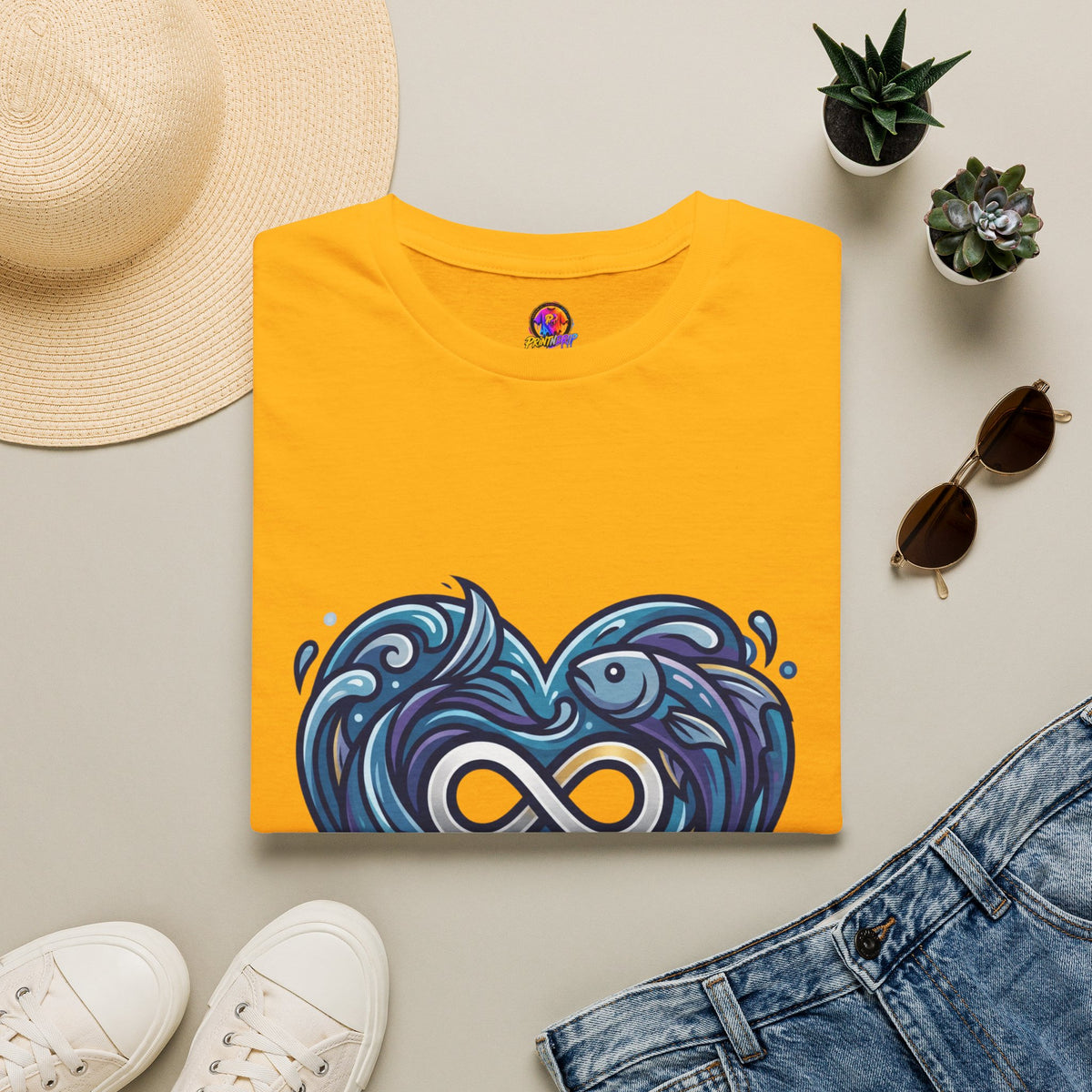 Pisces Infinity Heart T‑Shirt — Zodiac Ocean Love Tee