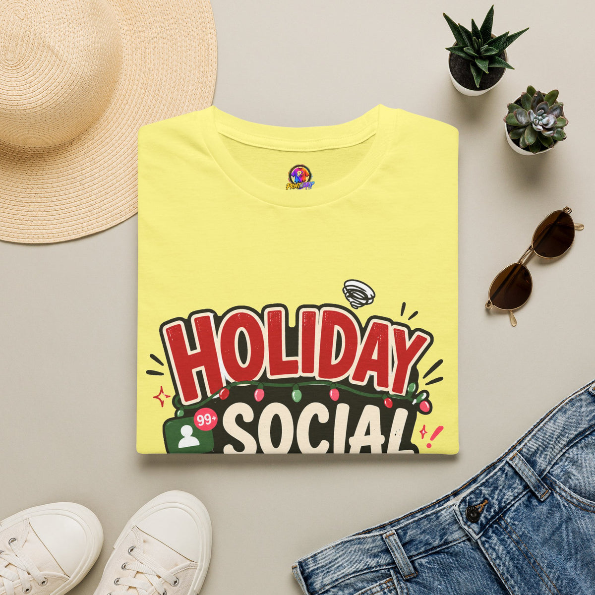 Holiday Social "Battery Low" T‑Shirt — Funny Festive Party Tee for Introverts & Holiday Gatherings