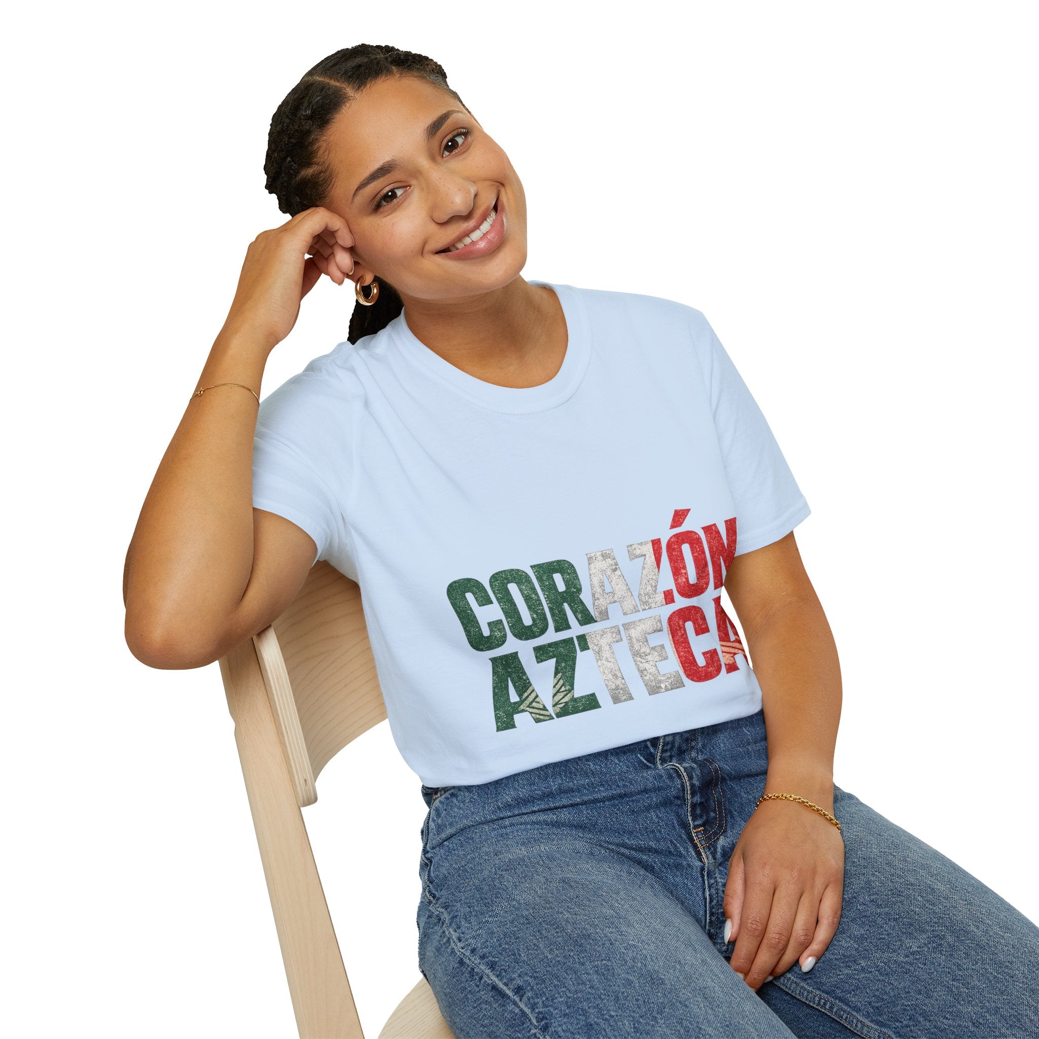 Mexico Corazón Azteca T-Shirt — Mexican Pride Flag Text Tee