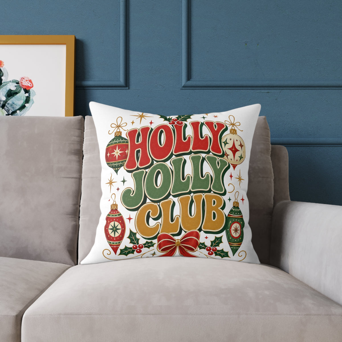 Christmas Holly Jolly Club Holiday Pillow