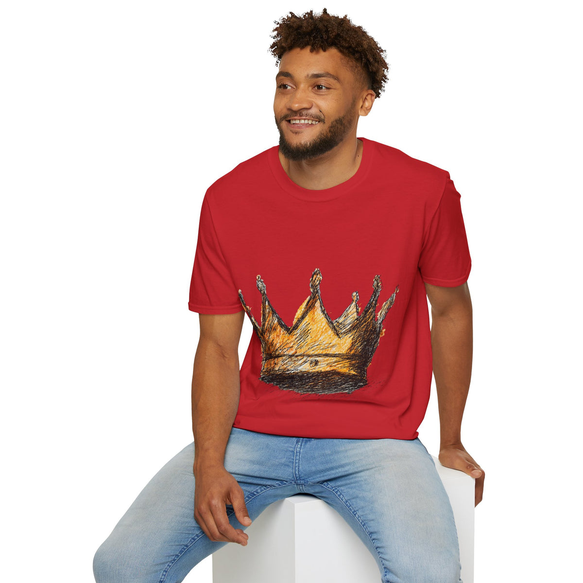 Crowned Sketch T‑Shirt — Hand‑Drawn Gold Crown Graphic Tee