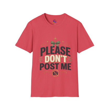 T-Shirt — Please Don’t Post Me Graphic Tee (Cute Bow, Social Media Humor)