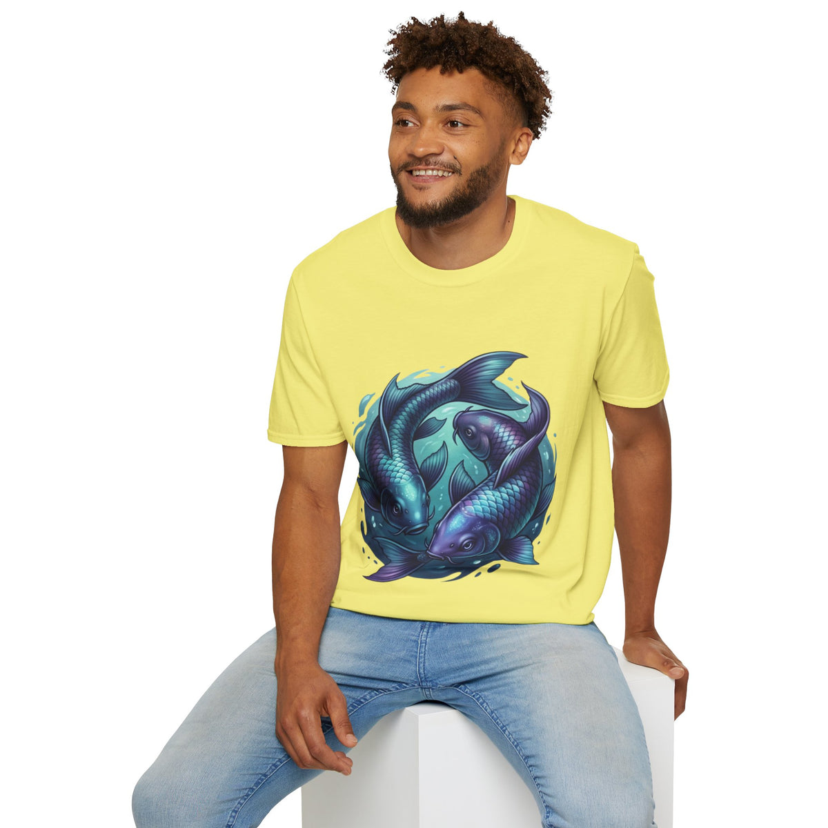 Koi Fish Circle T-Shirt — Artistic Yin Yang Aquatic Tee