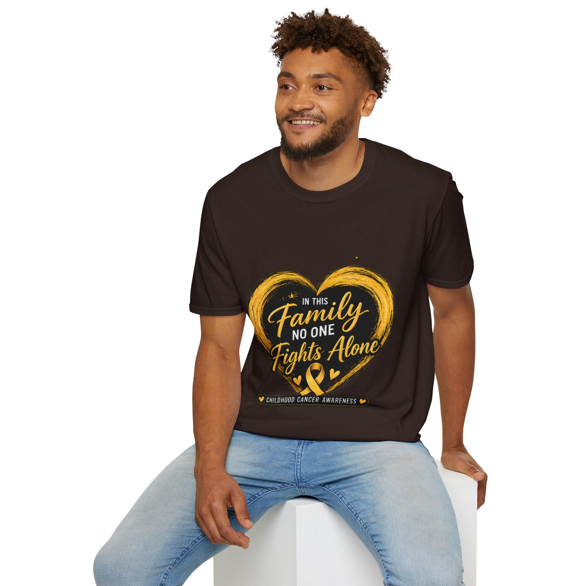 Childhood Cancer Awareness T-Shirt — "In This Family No One Fights Alone"
