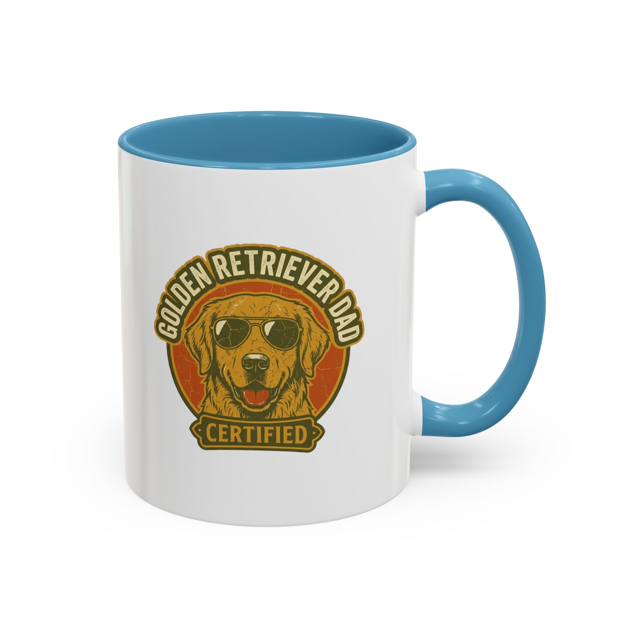 Funny Golden Retriever Dad Coffee Mug — "Certified" Dog Dad Accent Mug