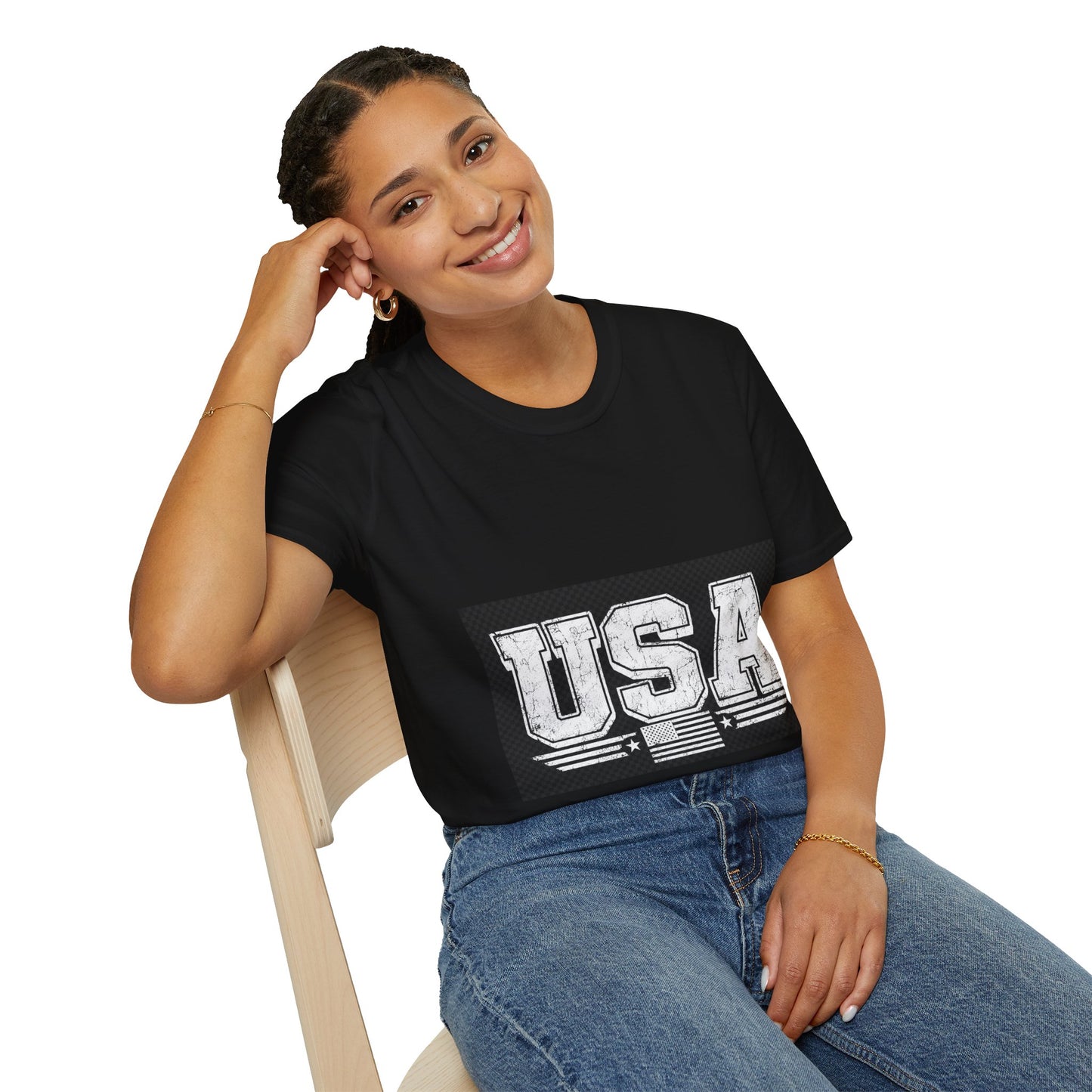 USA Vintage Block T-Shirt — Patriotic Americana Graphic Tee
