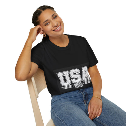 USA Vintage Block T-Shirt — Patriotic Americana Graphic Tee