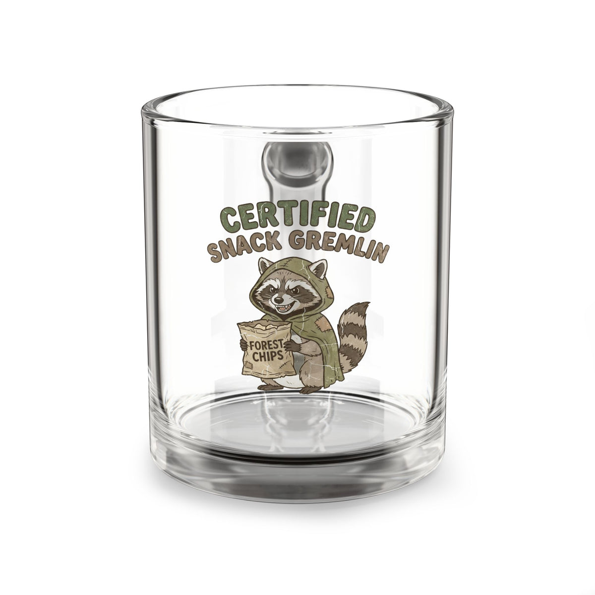 Funny Glass Mug  — Certified Snack Gremlin Raccoon 10oz