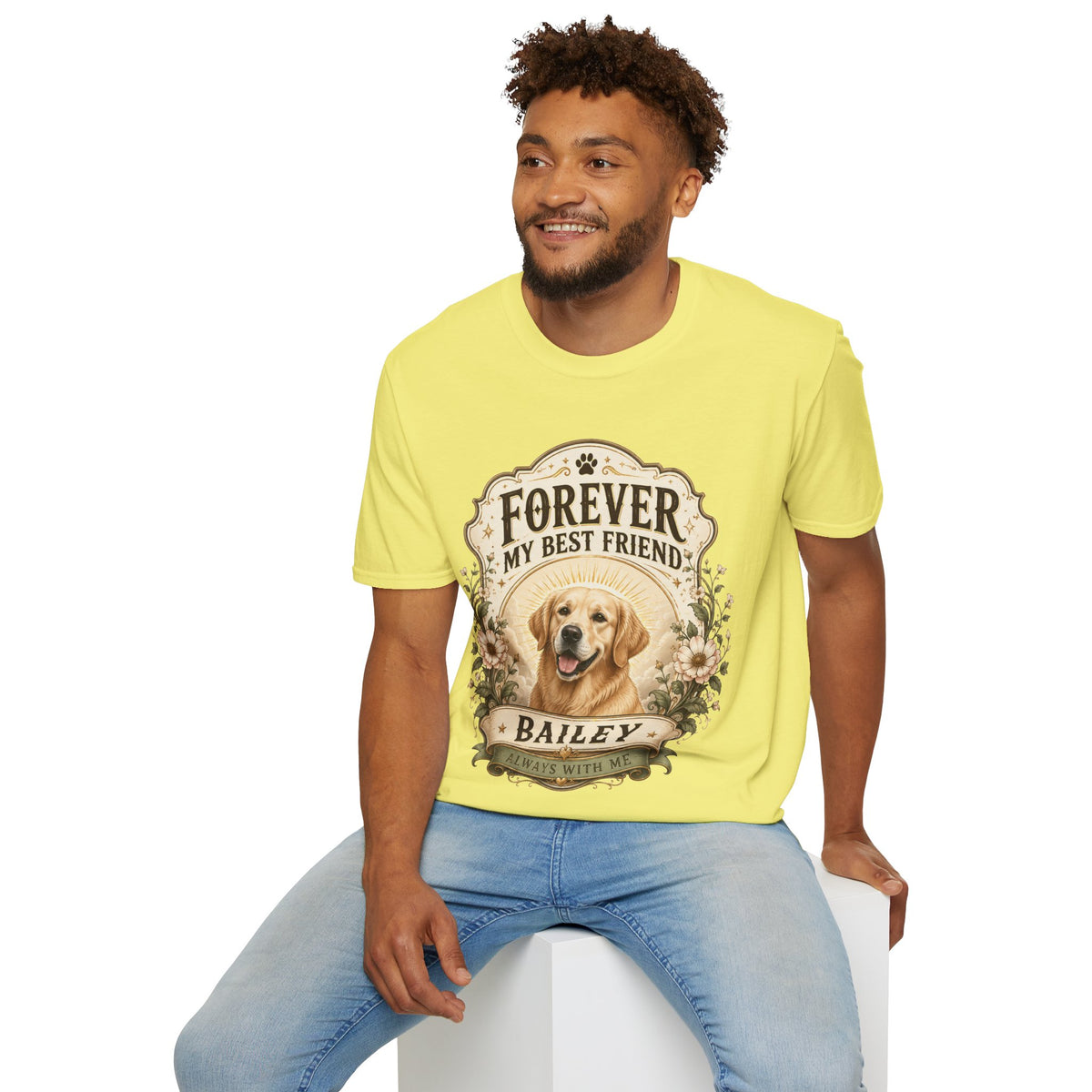 Dog Memorial T-Shirt — "Forever My Best Friend" Personalized Pet Tribute Tee