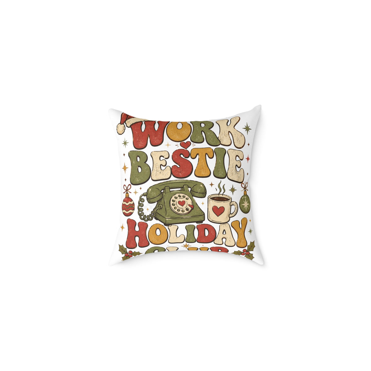 Modern Day Christmas Holiday 'Work Bestie' Decorative Throw Pillow