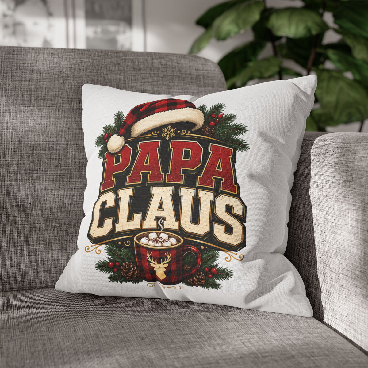 Christmas Papa Claus Holiday Pillowcase — Festive Christmas Cushion Cover for Dad