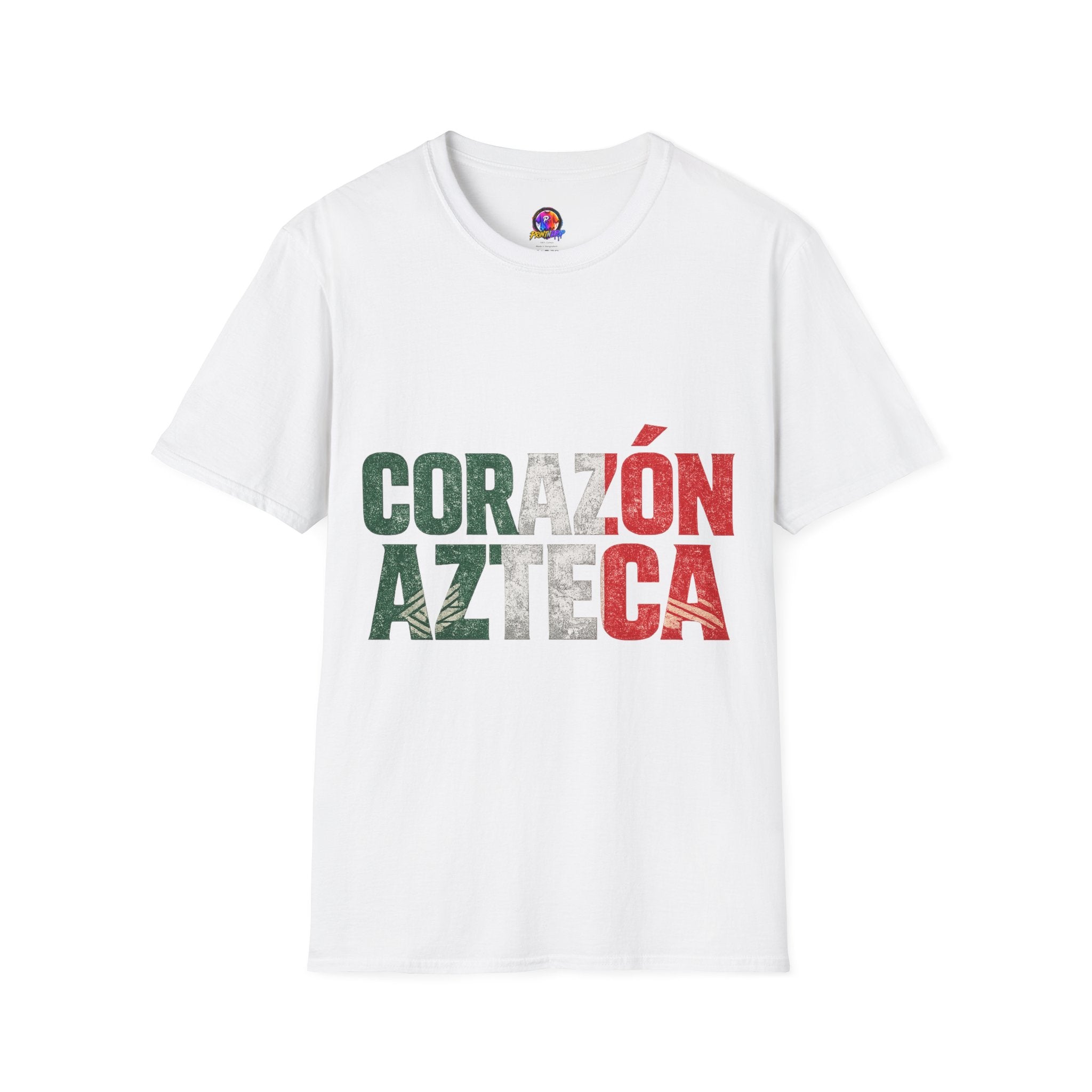 Mexico Corazón Azteca T-Shirt — Mexican Pride Flag Text Tee