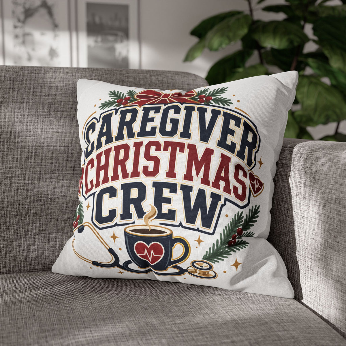 Caregiver Christmas Crew Pillowcase Modern Day Christmas – Festive Nurse & Healthcare Gift