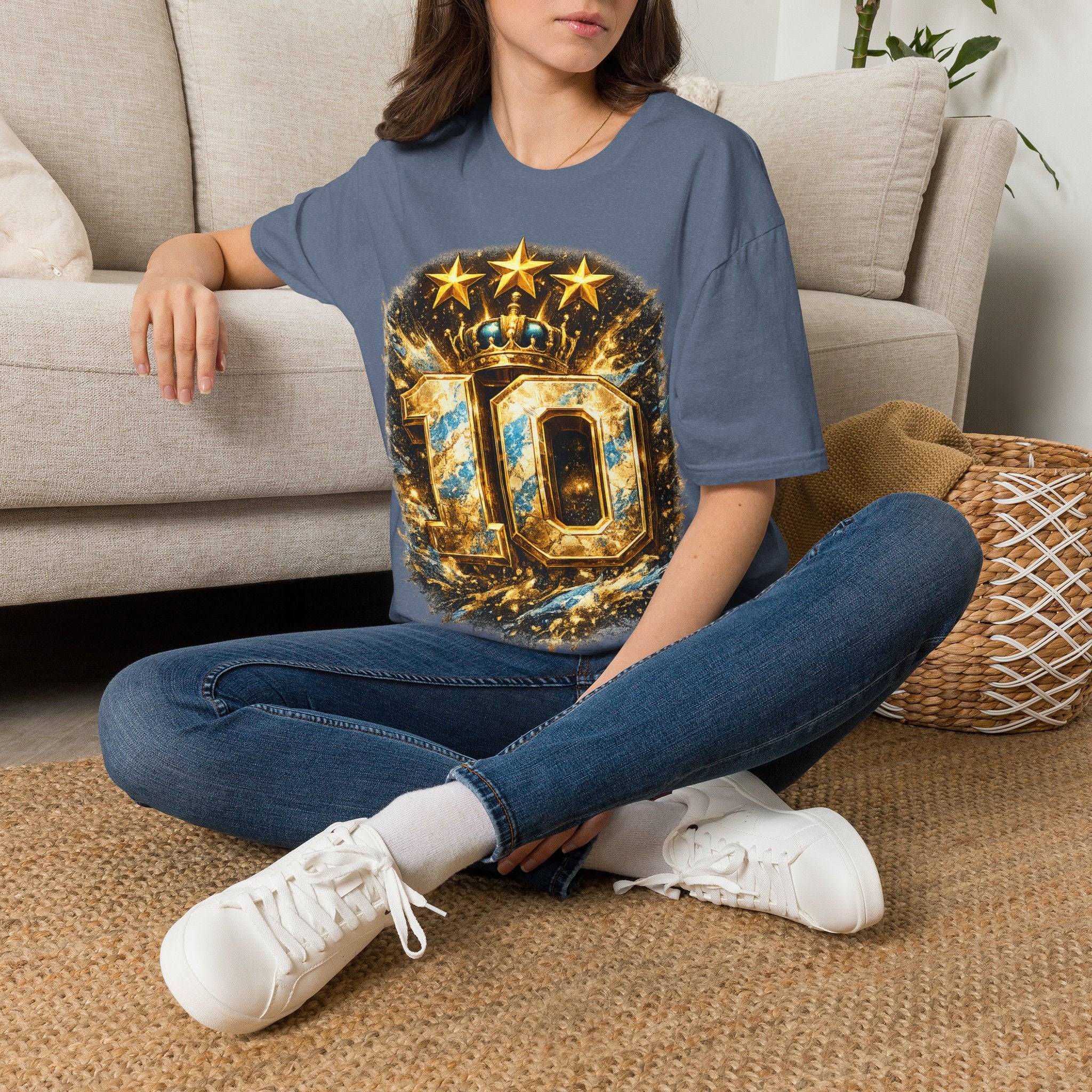 Argentina, MESSI #10 T-Shirt — Gold Crown '10' Victory Graphic Tee
