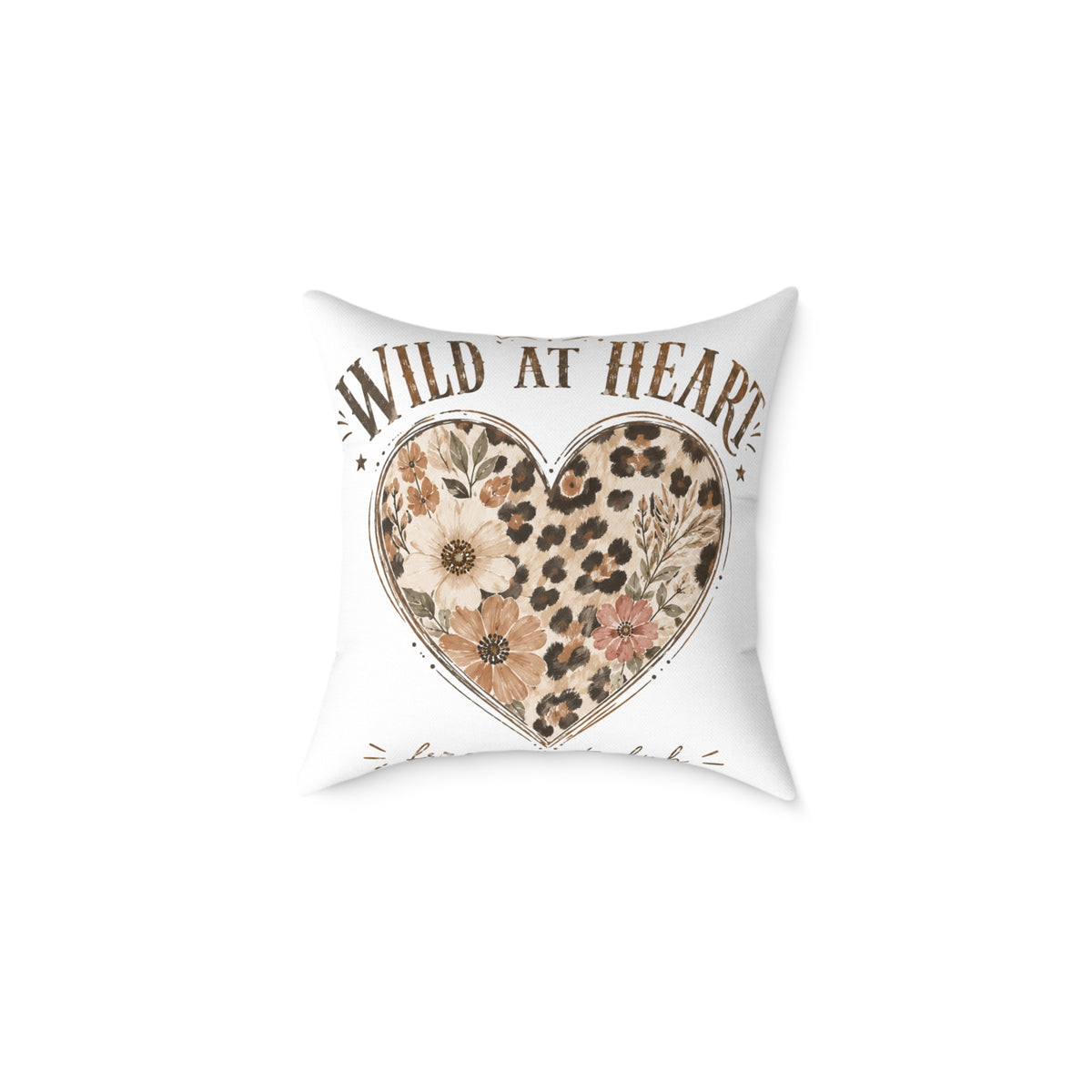 Wild at Heart Floral Leopard Heart Pillow  Milo Bailey Dog Dad Mom- Decorative Square Throw Pillow