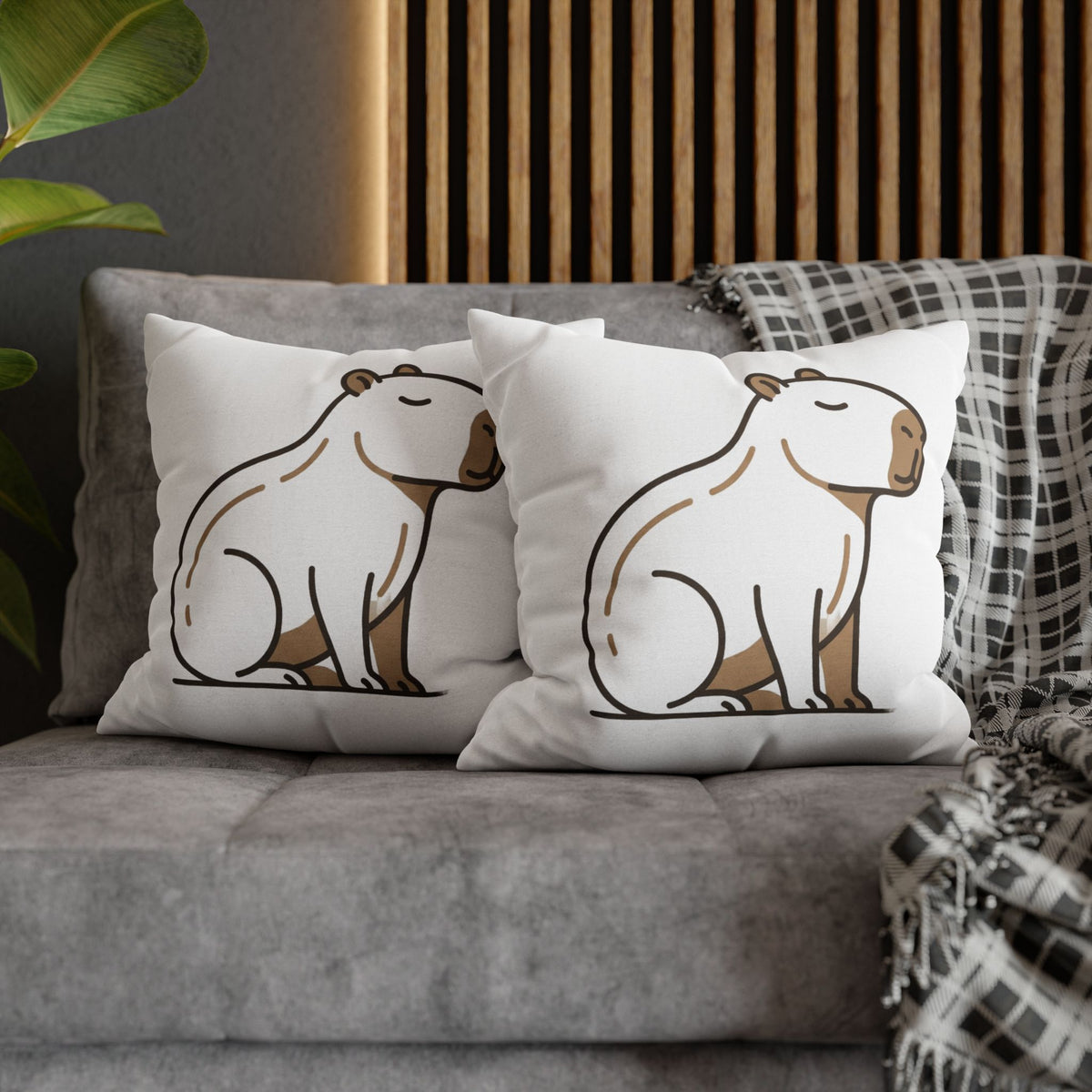 Funny Capybara Cute Throw Pillowcase – Minimalist Animal Decorative Cushion