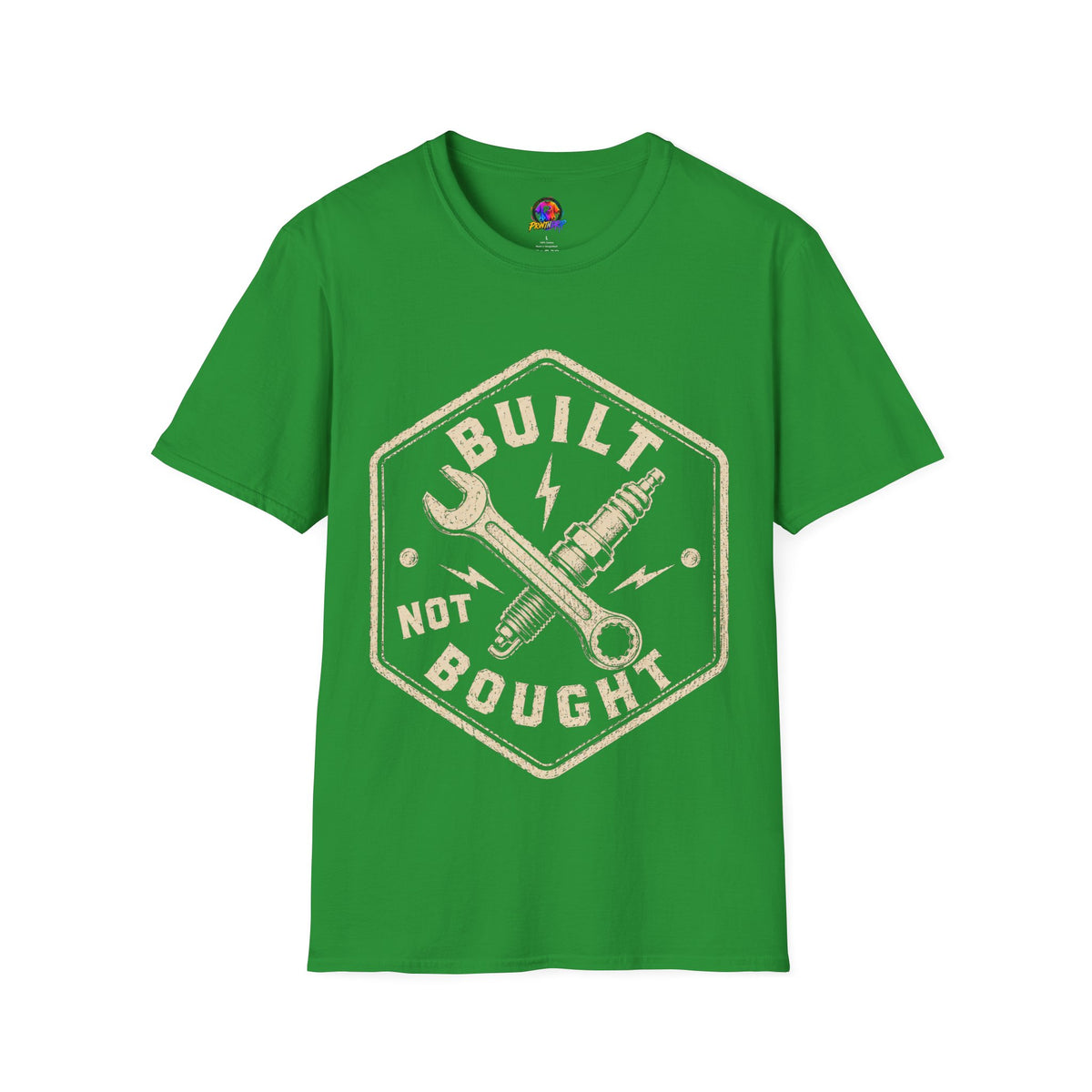 Built Not Bought T-Shirt — Vintage Mechanic Wrench & Spark Plug Tee
