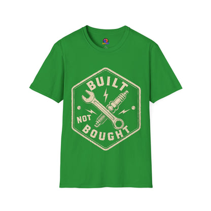 Built Not Bought T-Shirt — Vintage Mechanic Wrench & Spark Plug Tee