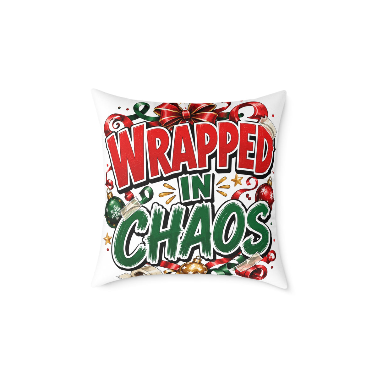 Christmas Wrapped in Chaos Holiday Throw Pillow