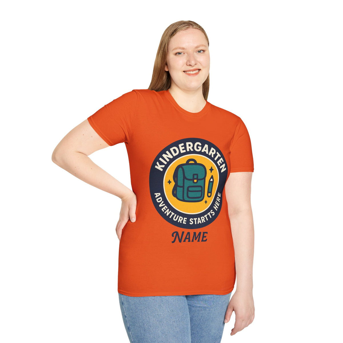 Kindergarten Teacher T‑Shirt – 'Kindergarten' Backpack Badge Design - Trending Now - August 2026