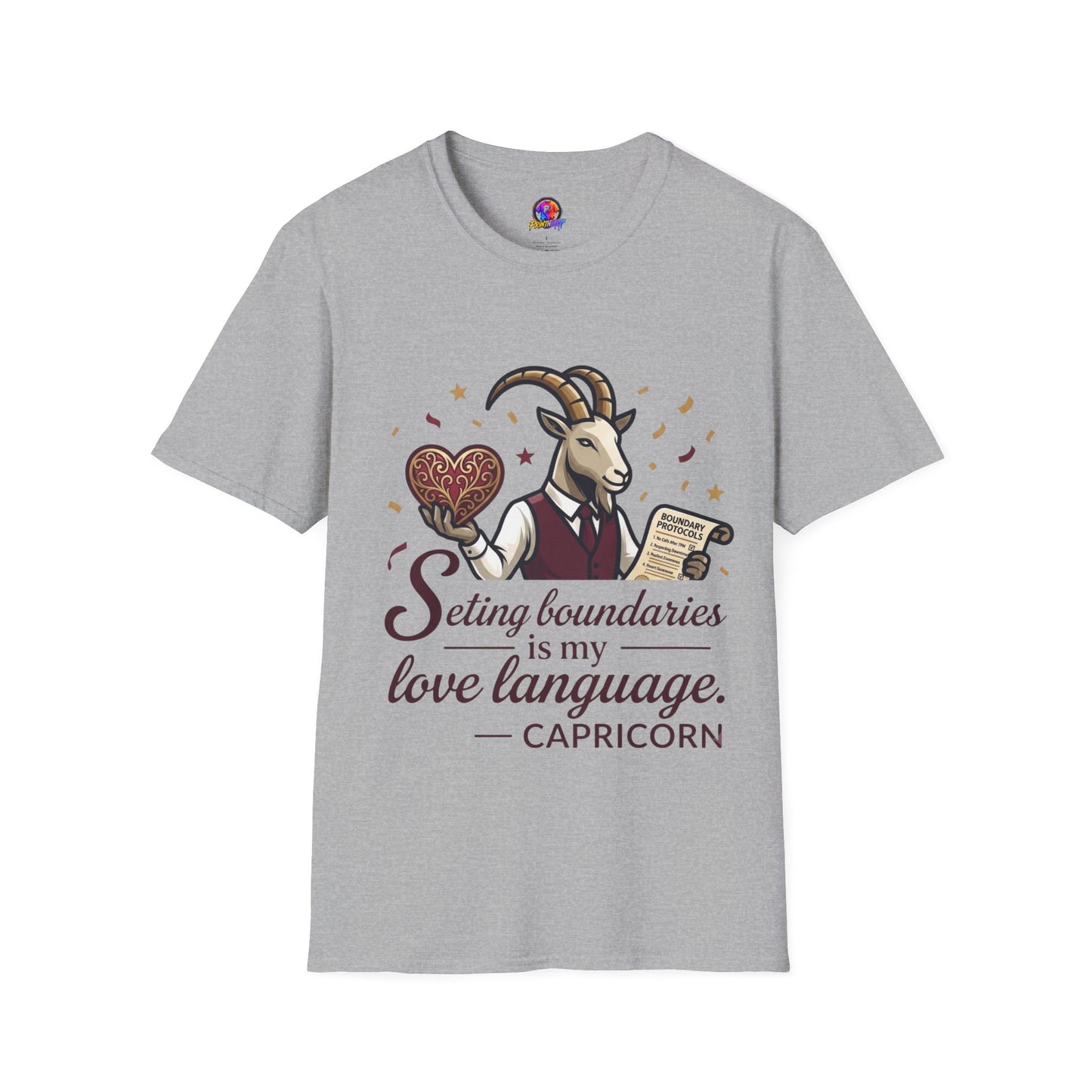 Capricorn T-Shirt — "Setting Boundaries is My Love Language" Zodiac Goat Tee