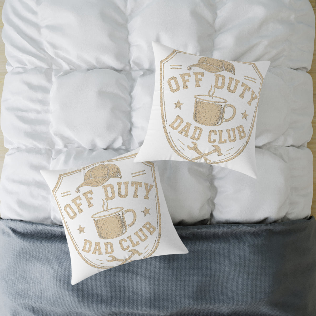 Off Duty Dad Club Throw Pillow  Milo Bailey Dog Dad Mom— Square Poly Canvas Decorative Pillow for Father’s Day