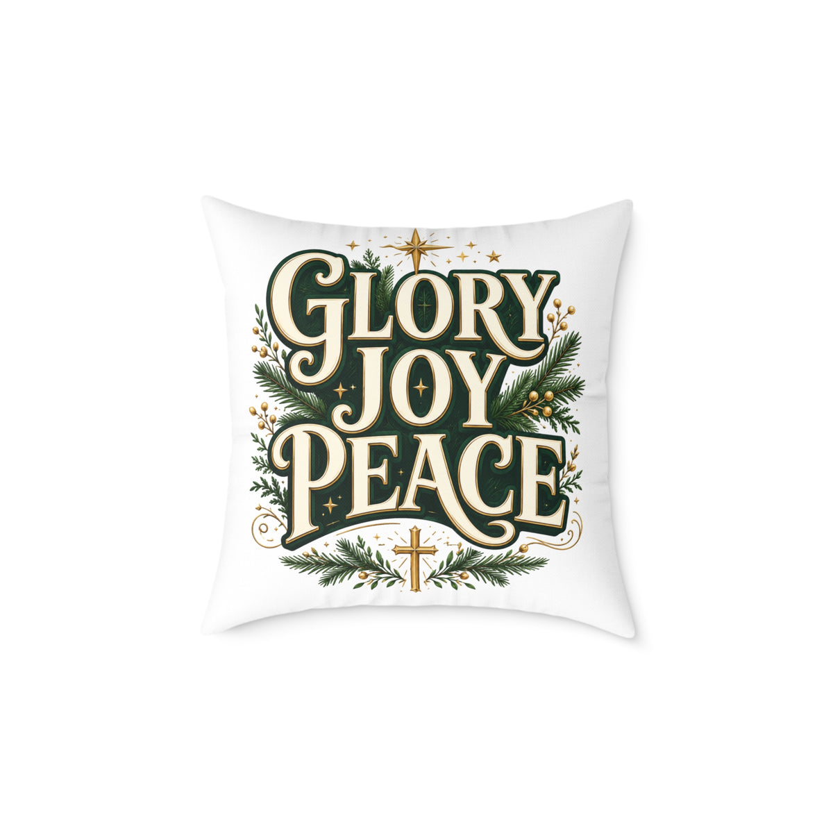 Glory Joy Peace Christmas Pillow – Festive Faith Holiday Throw Pillow