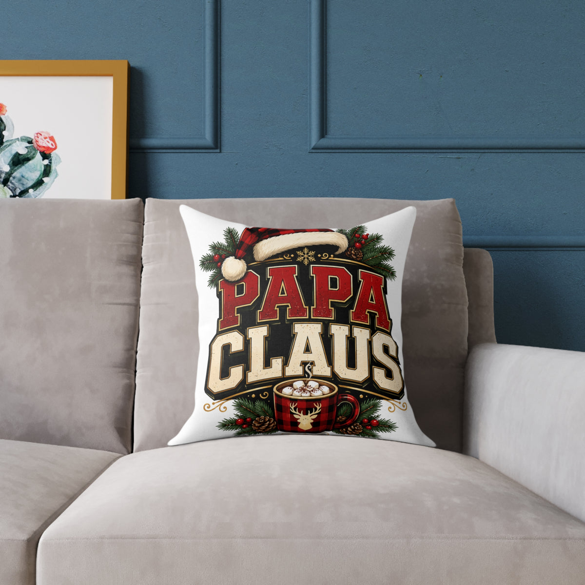 Papa Claus Christmas Pillow — Festive Holiday Throw Pillow for Dad