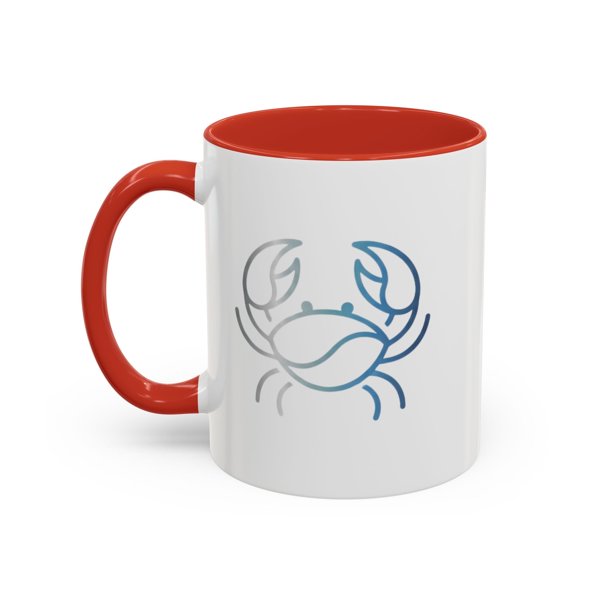 Crab Accent Coffee Mug — Minimal Coastal Zodiac Crab Design