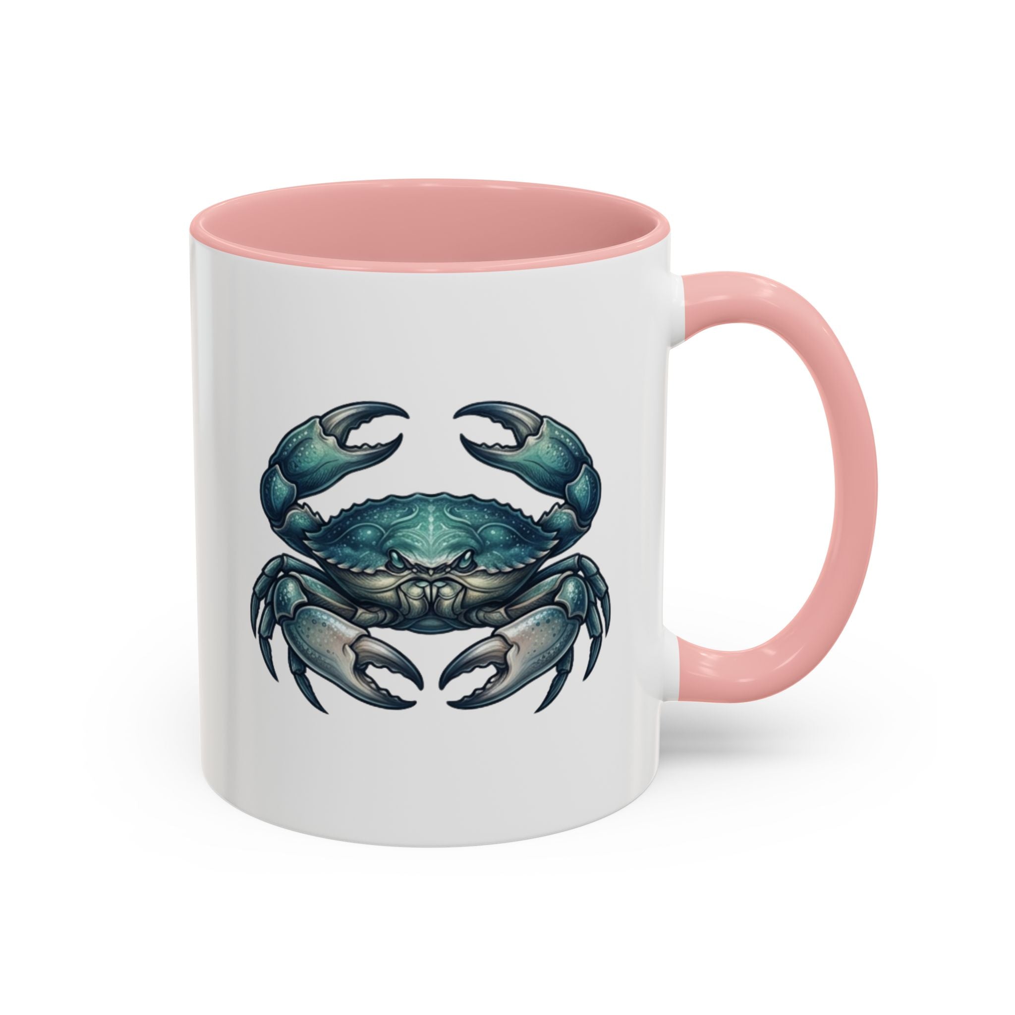 Crab Accent Coffee Mug – Blue Coastal Crab Artwork