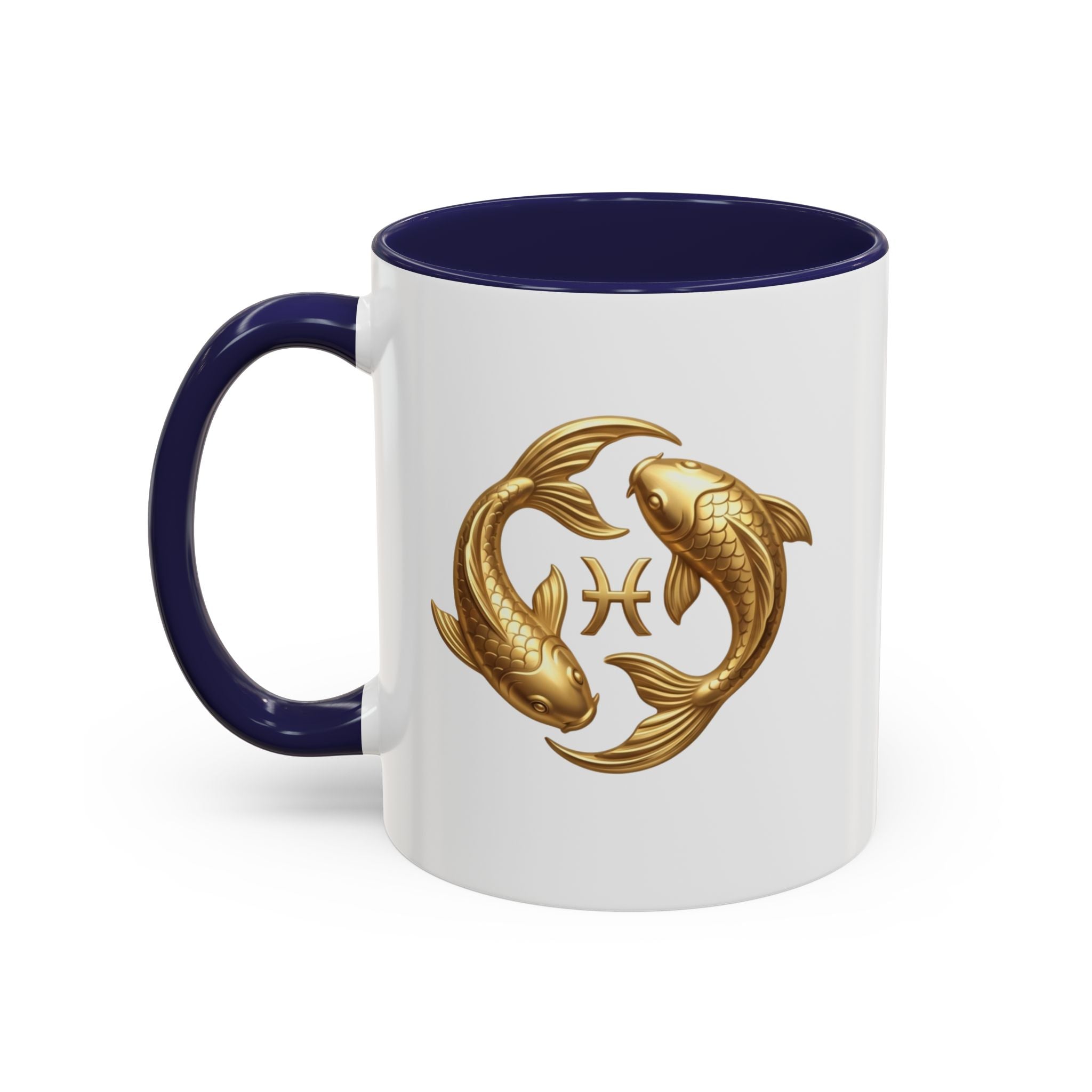Pisces Zodiac Coffee Mug – Gold Koi Fish Horoscope Accent Mug