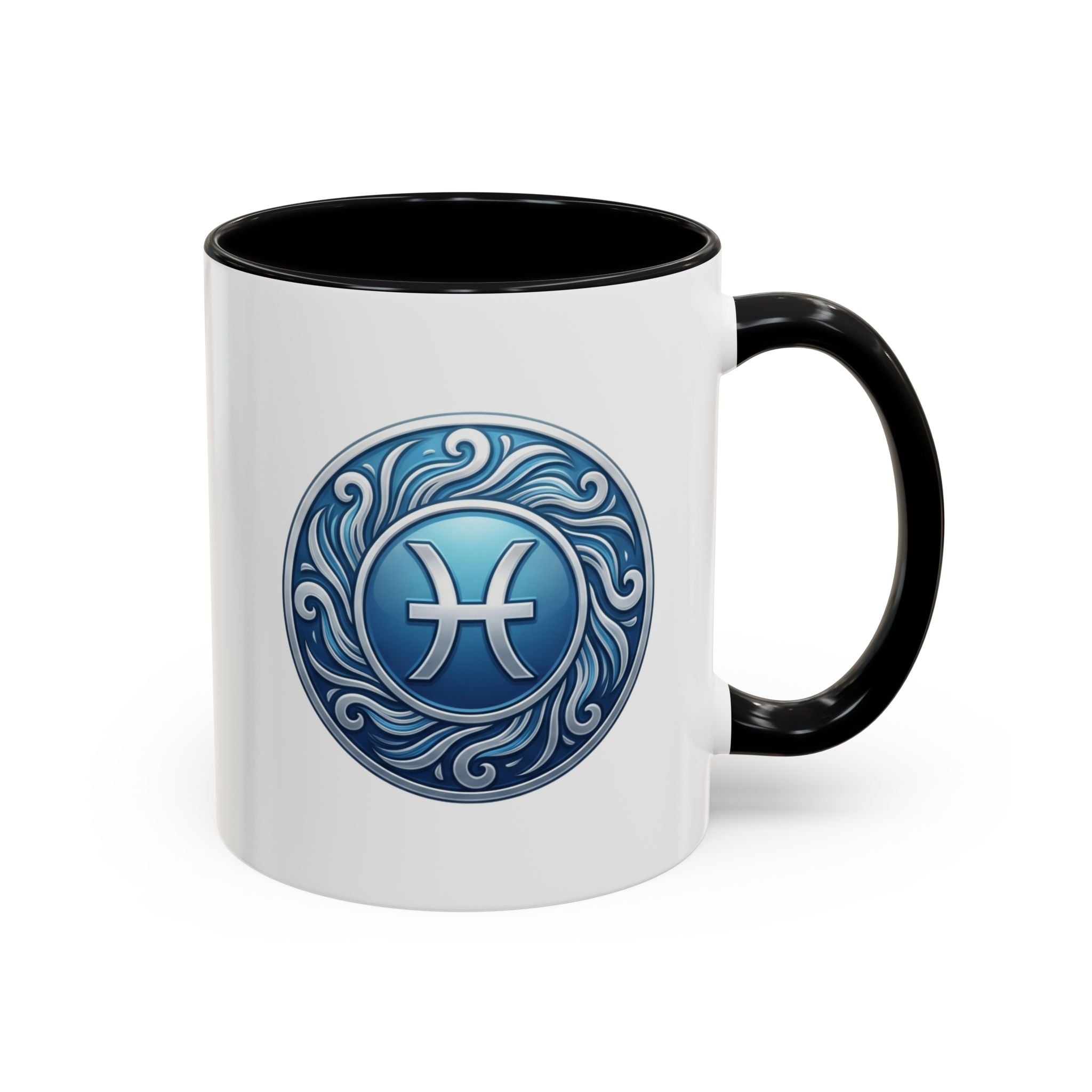 Pisces Zodiac Coffee Mug — Blue Astrological Symbol Accent Mug