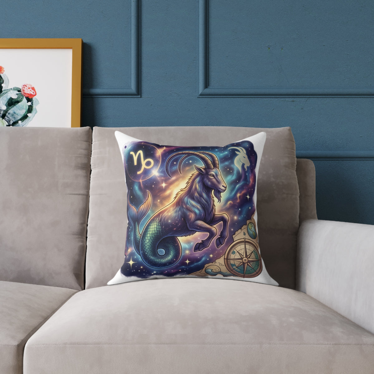 Capricorn Zodiac Pillow – Mystical Sea-Goat Constellation Decorative Throw Pillow
