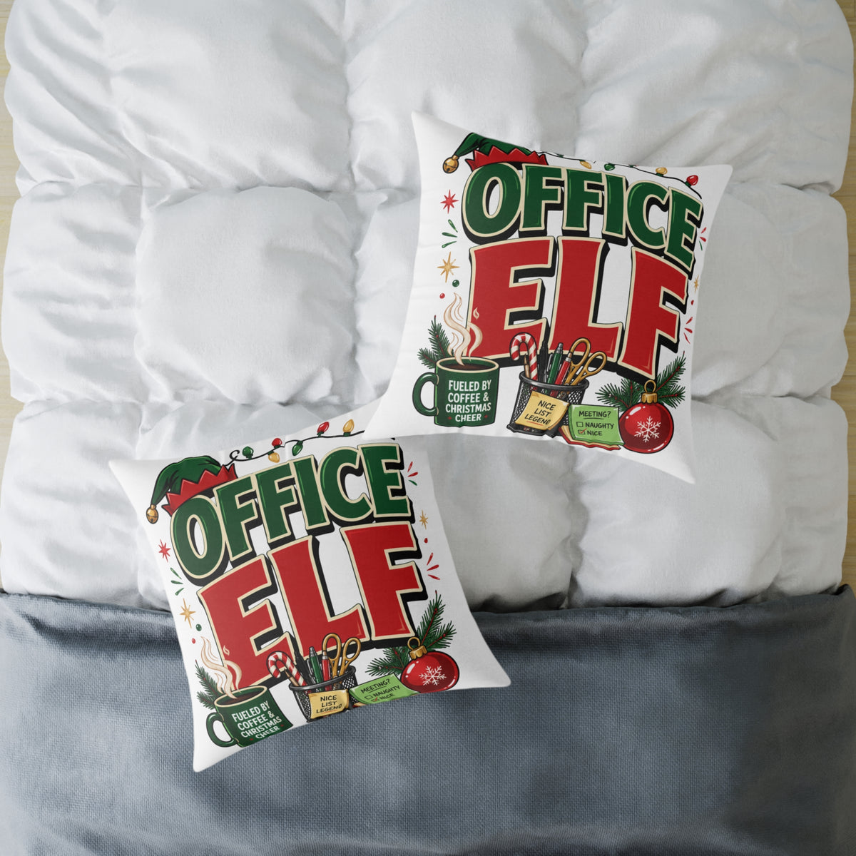 Office Elf Christmas Pillow