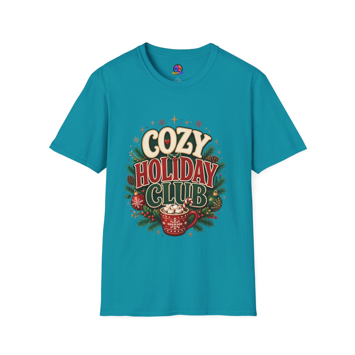 Cozy Holiday Club T-Shirt — Festive Christmas Cozy Cocoa Graphic Tee