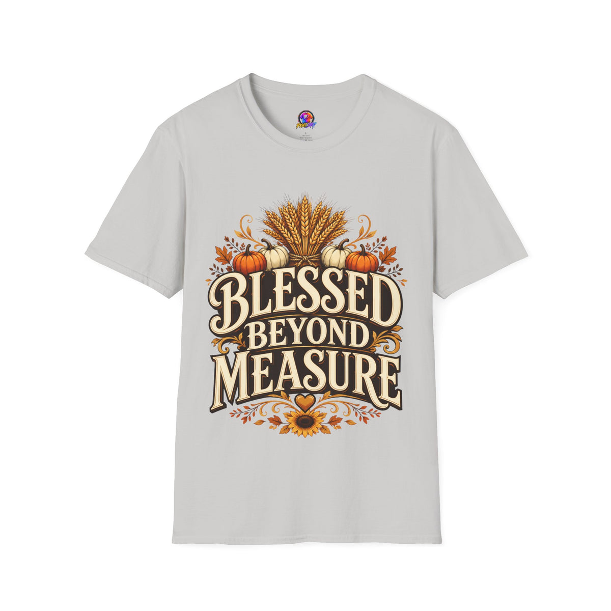 Thanksgiving T-Shirt Blessed Beyond Measure T-Shirt — Fall Harvest Pumpkin & Wheat Tee