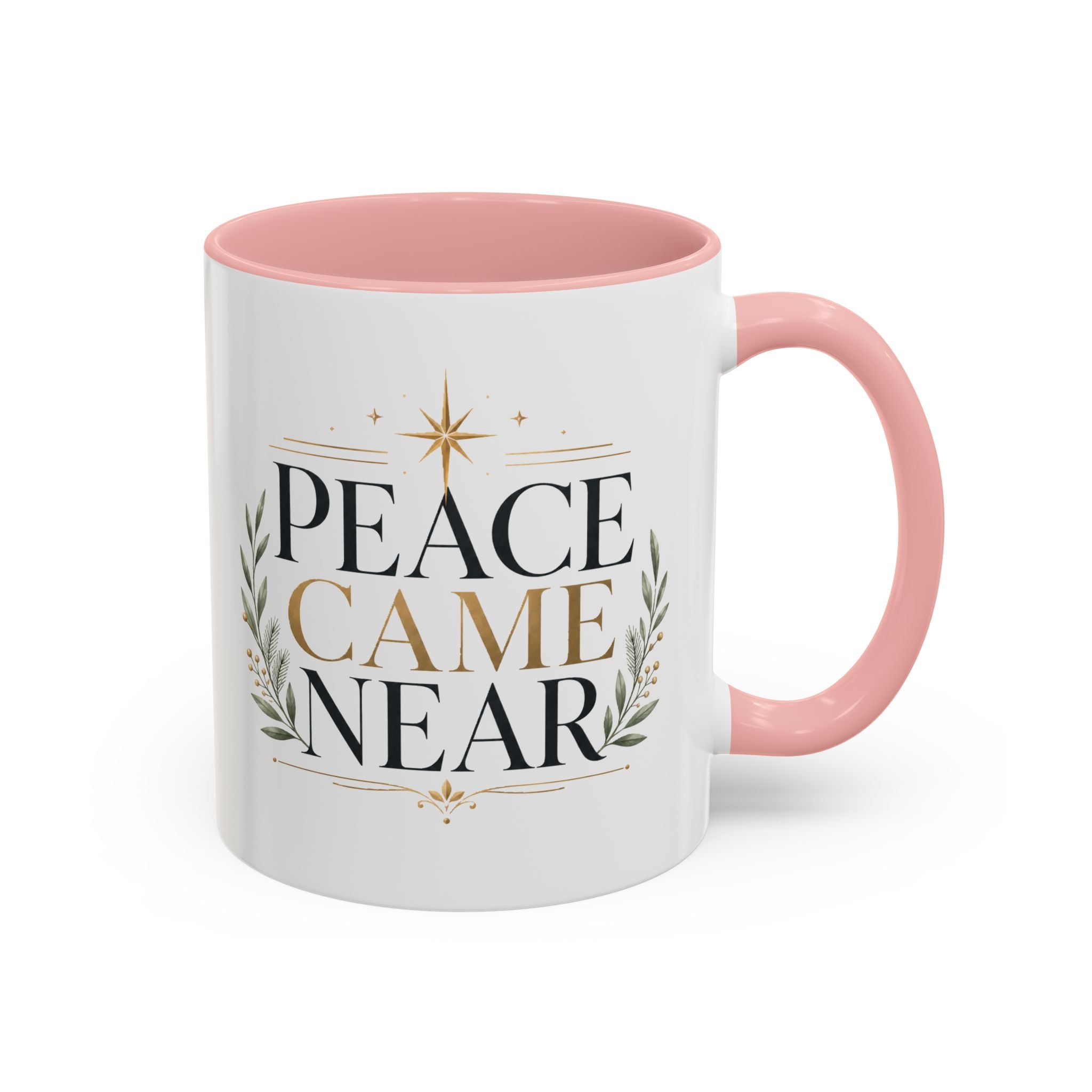 Christmas Peace Came Near Accent Coffee Mug — Holiday Christian Christmas Tea Cup