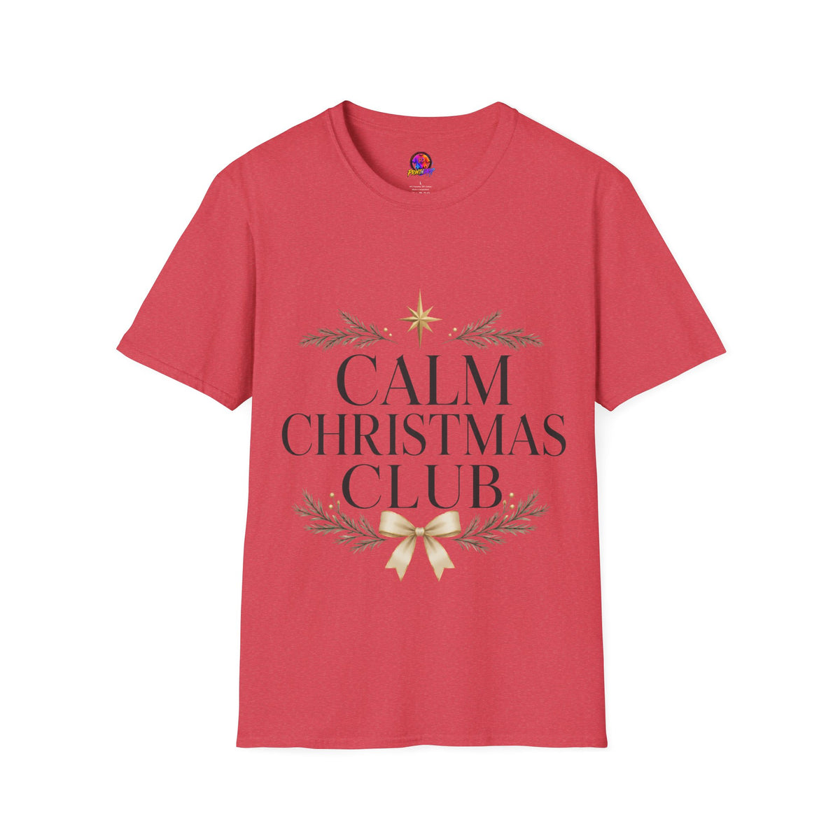 Calm Christmas Club T-Shirt — Holiday Relaxed Tee with Star & Pine Design