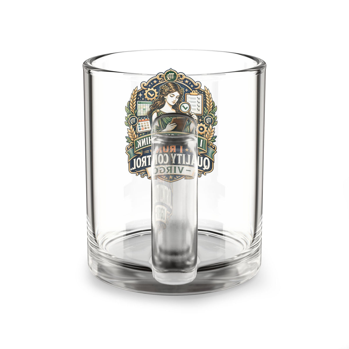 Virgo Glass Mug – “I Don’t Overthink, I Run Quality Control” 10oz Zodiac Coffee Cup