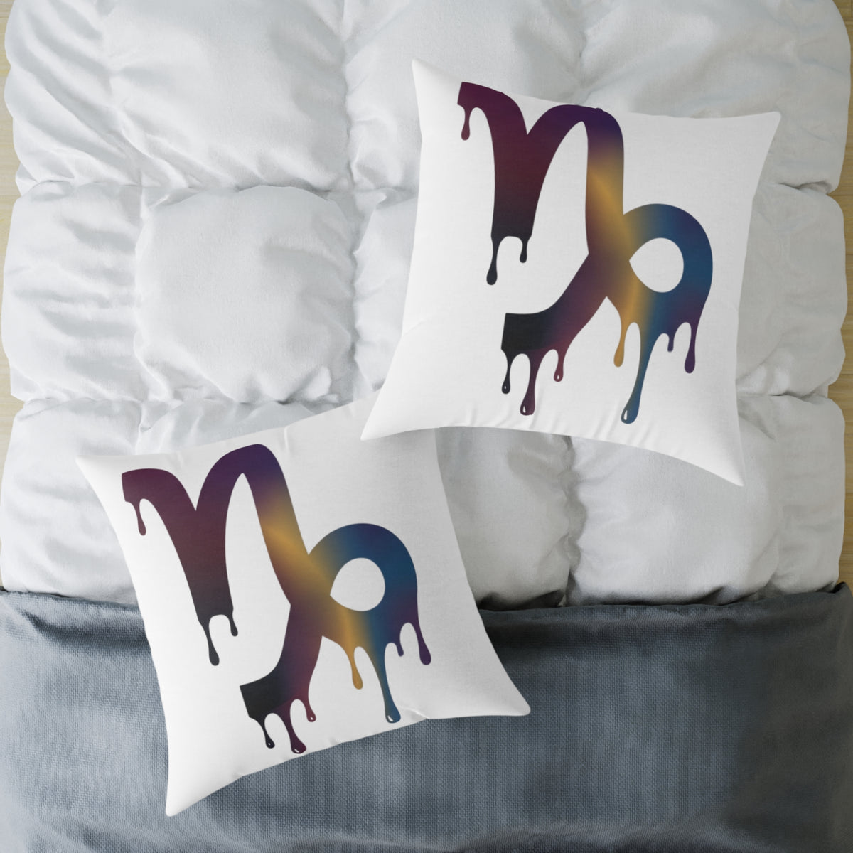 Capricorn Drip Zodiac Pillow — Astrological Decorative Throw Cushion
