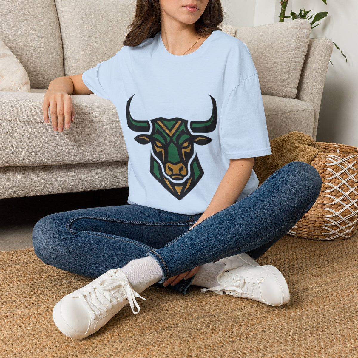 Taurus Bull Head T-Shirt — Geometric Tribal Bull Graphic Tee