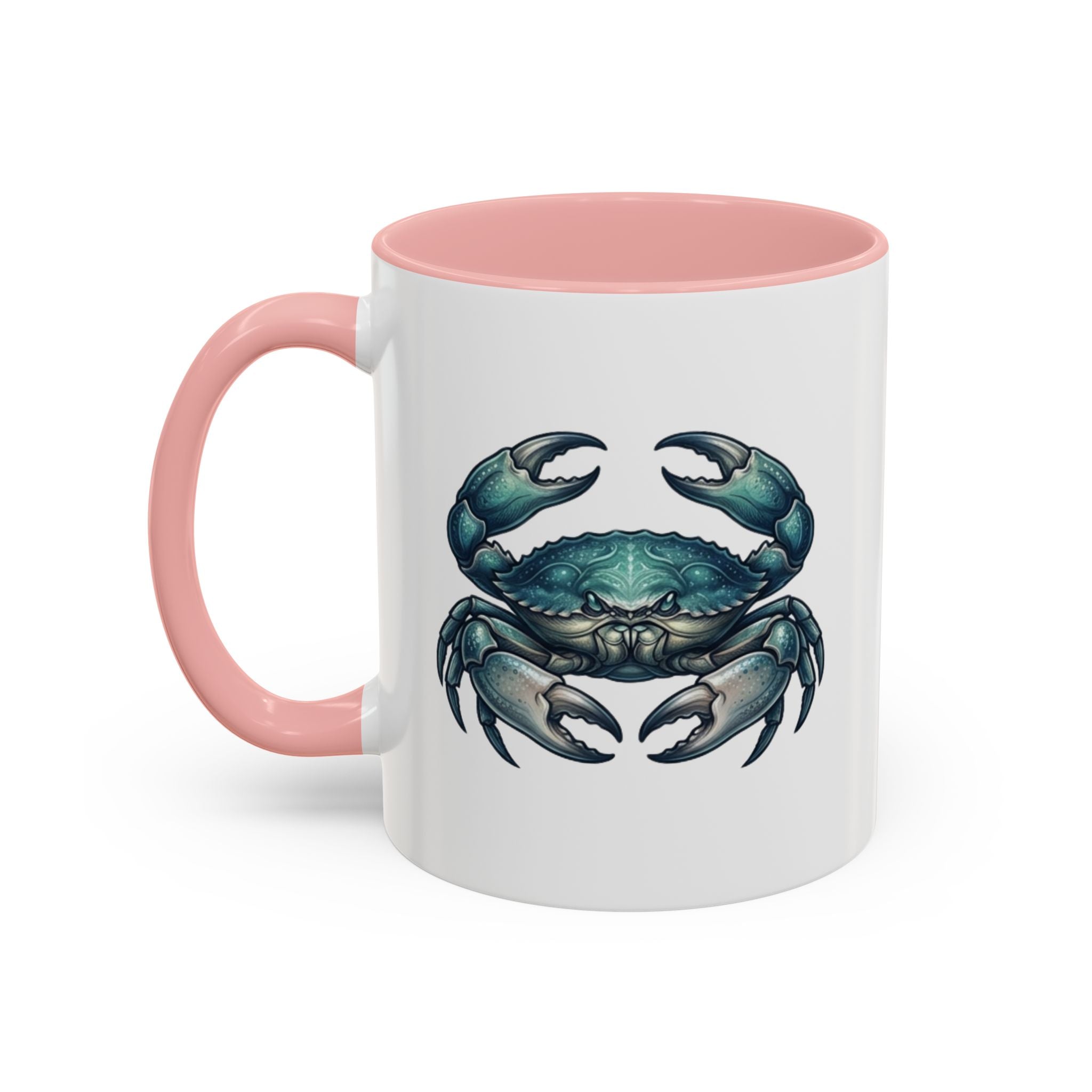 Crab Accent Coffee Mug – Blue Coastal Crab Artwork