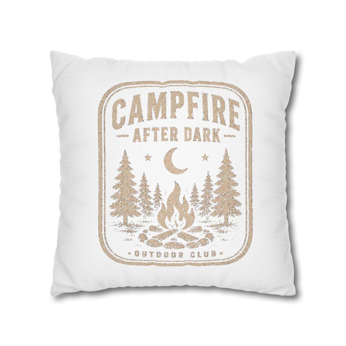 Campfire After Dark Square Pillowcase Milo Bailey Dog Dad Mom– Rustic Outdoor Camping Throw Pillow Cover