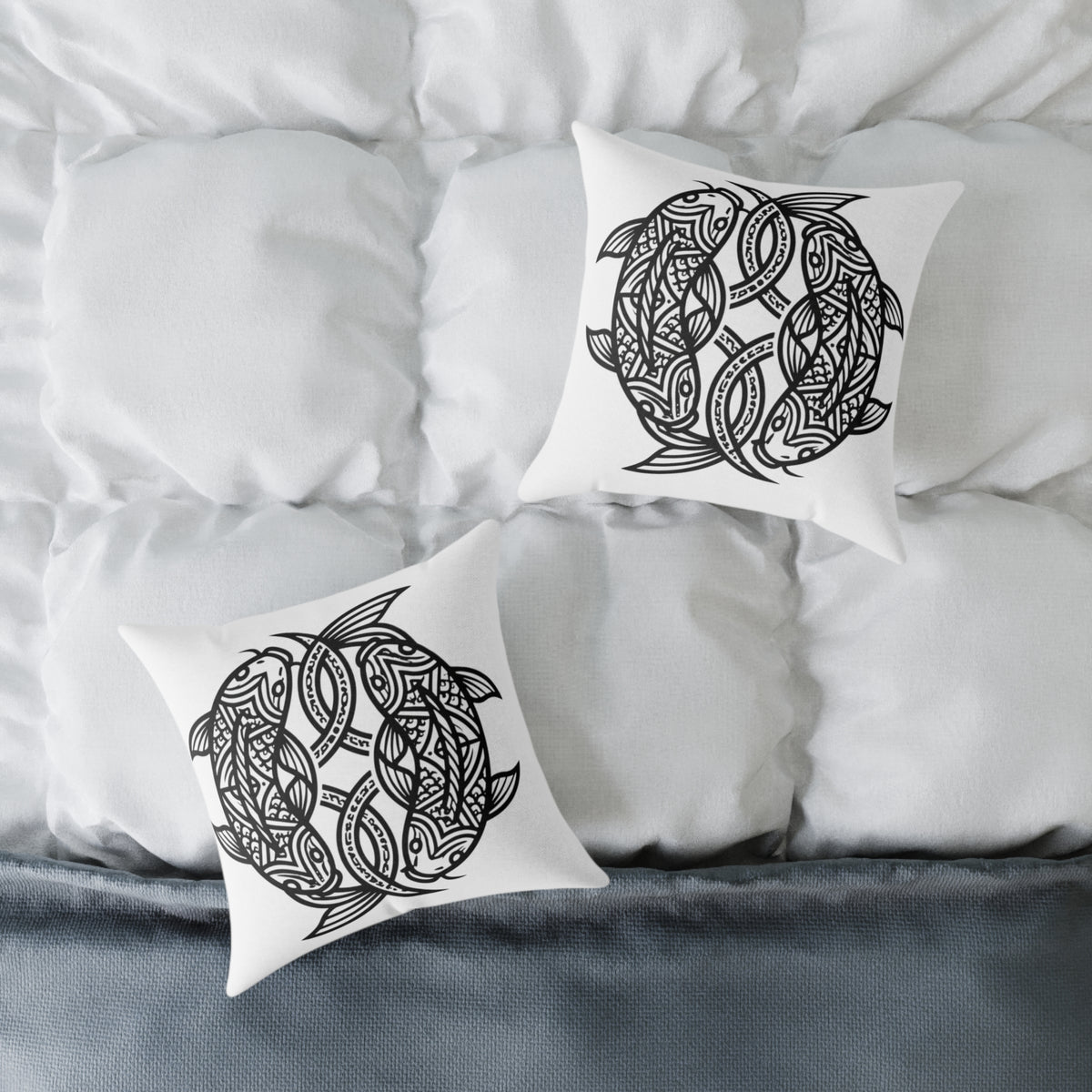 Pisces Zodiac Black Pisces Square Poly Canvas Pillow